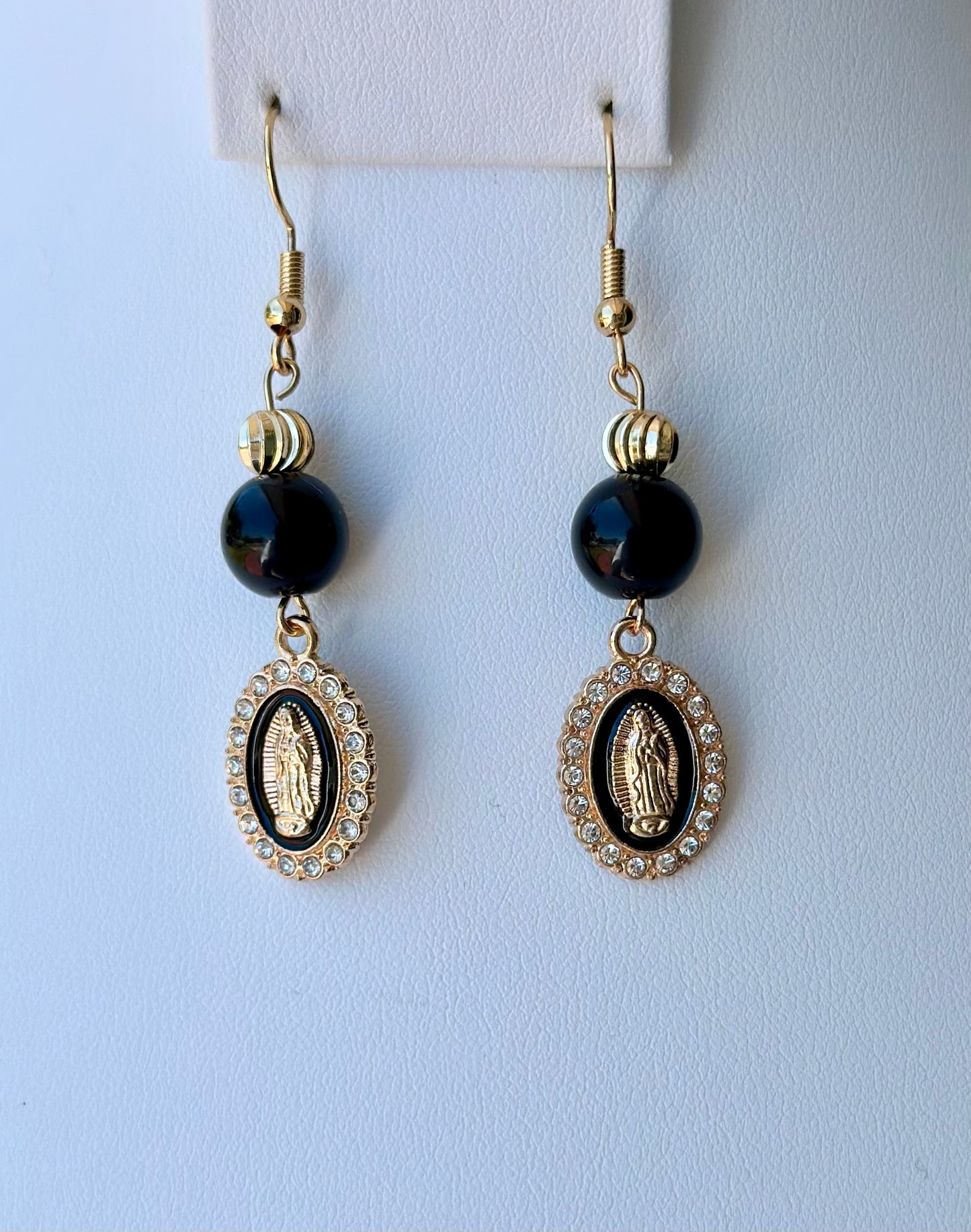 Virgen de Guadalupe Dangle and Drop Earrings in Black