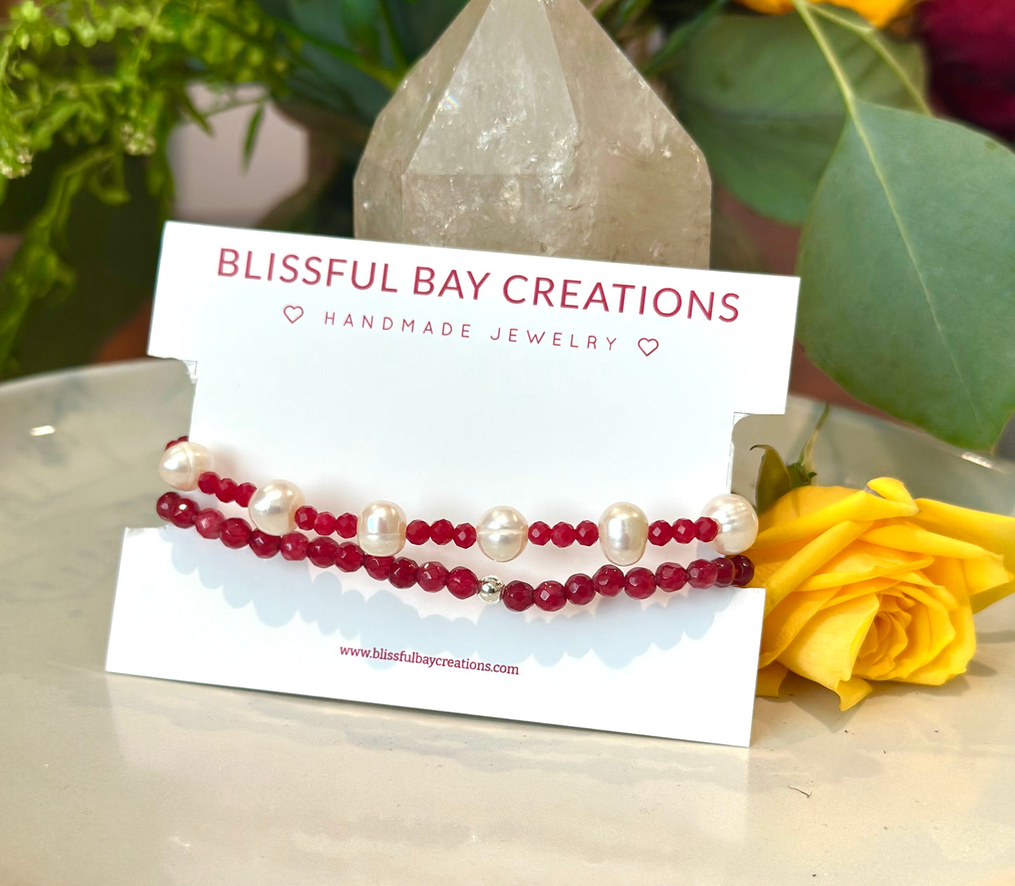 Bracelet Set in Red and Ivory